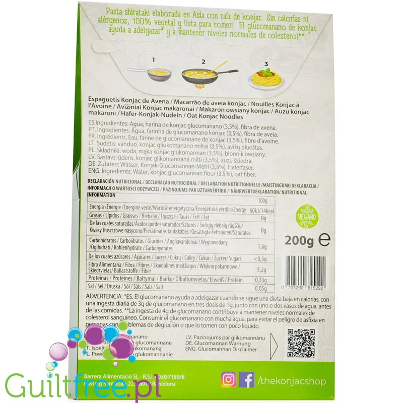 Konjac Shop Espagueties de Avena - makaron z konjak shirataki z błonnikiem owsianym - Image 2