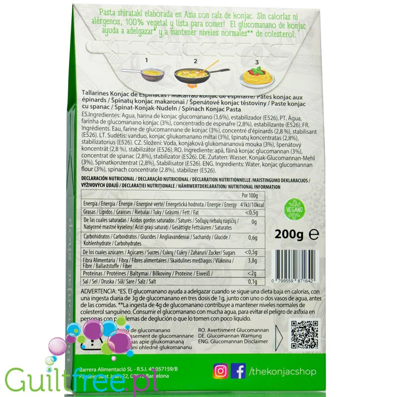 Konjac Shop Spinach Konjac Tagliatelle - szpinakowy makaron konjak shirataki  10kcal - Image 2