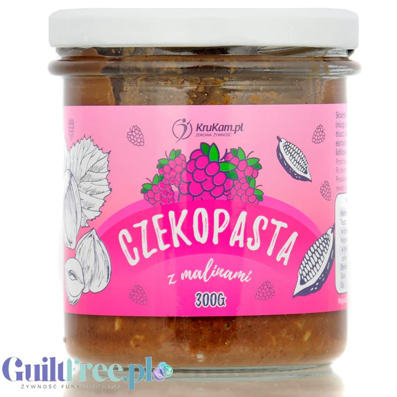 Krukam Czekopasta z Malinami - kakaowa pasta laskowa z malinami bez dodatku cukru