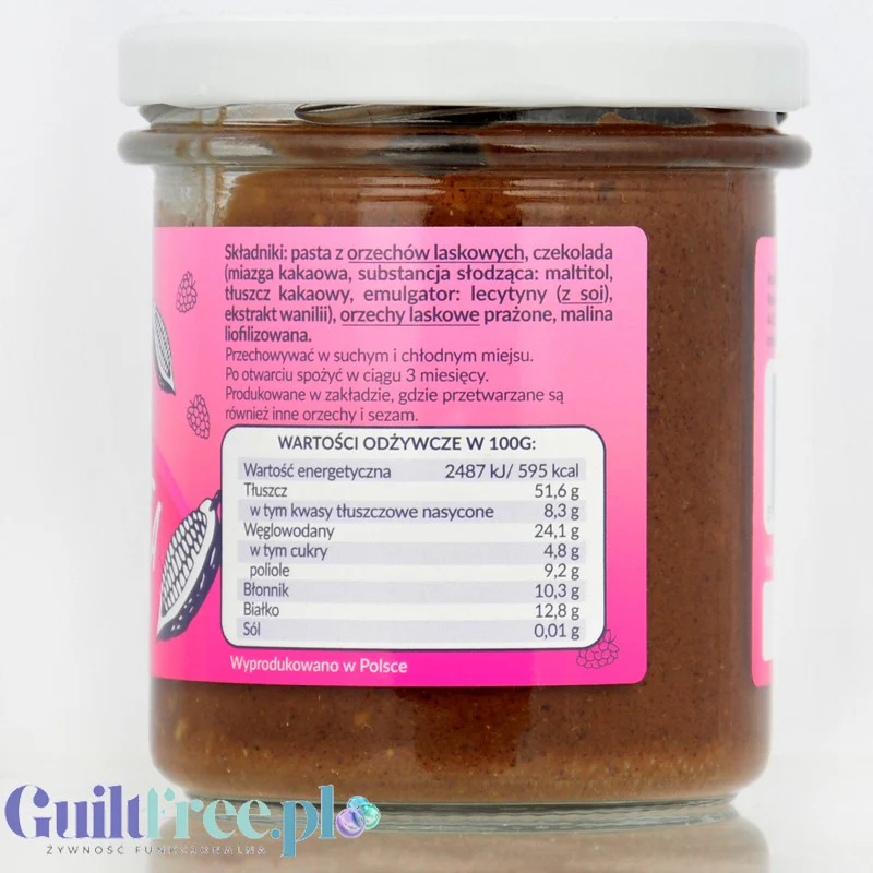 Krukam Czekopasta z Malinami - kakaowa pasta laskowa z malinami bez dodatku cukru - Image 3