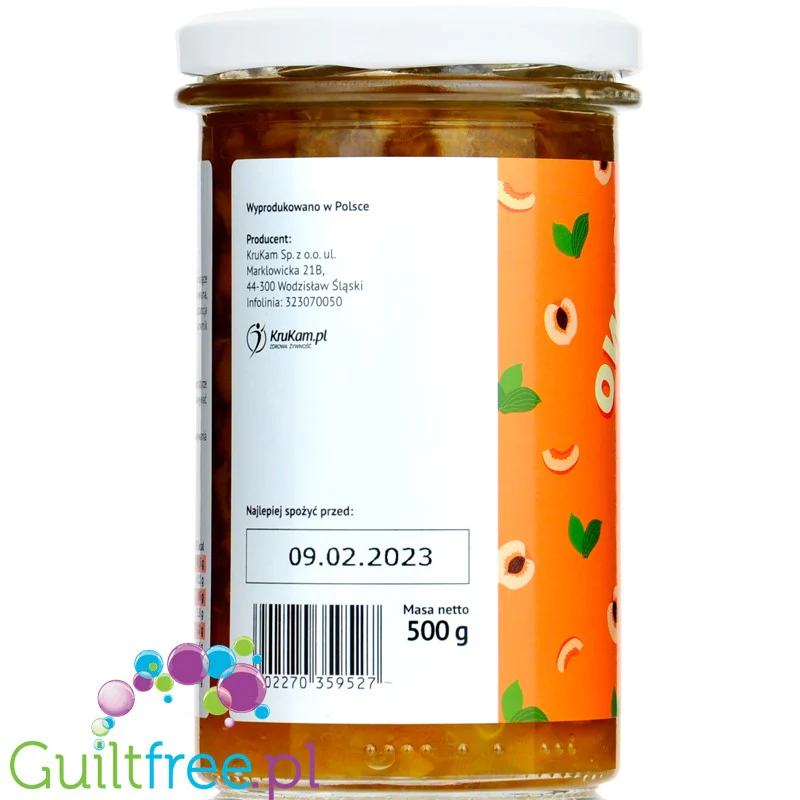 Krukam Frużelina Brzoskwinia, owoce w żelu bez dodatku cukru, 500g - Image 2