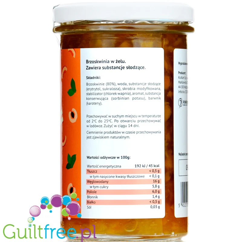 Krukam Frużelina Brzoskwinia, owoce w żelu bez dodatku cukru, 500g - Image 3