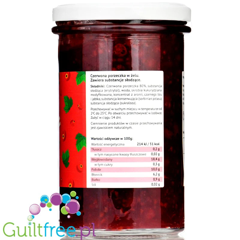 Krukam Frużelina Czerwona Porzeczka, owoce w żelu bez dodatku cukru, 500g - Image 2