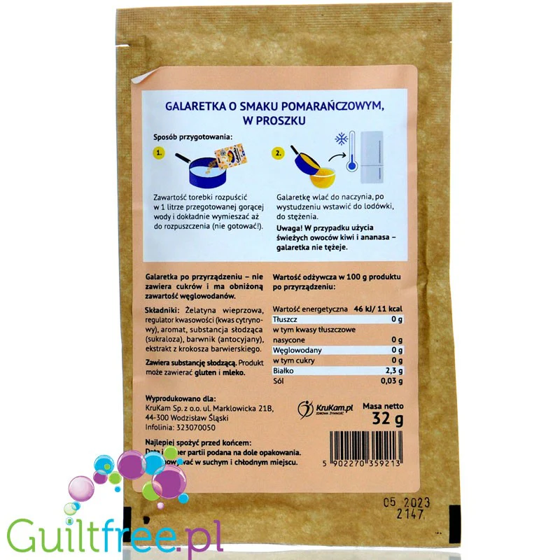 Krukam Galaretka Pomarańcza, galaretka bez cukru 28kcal w porcji - Image 2