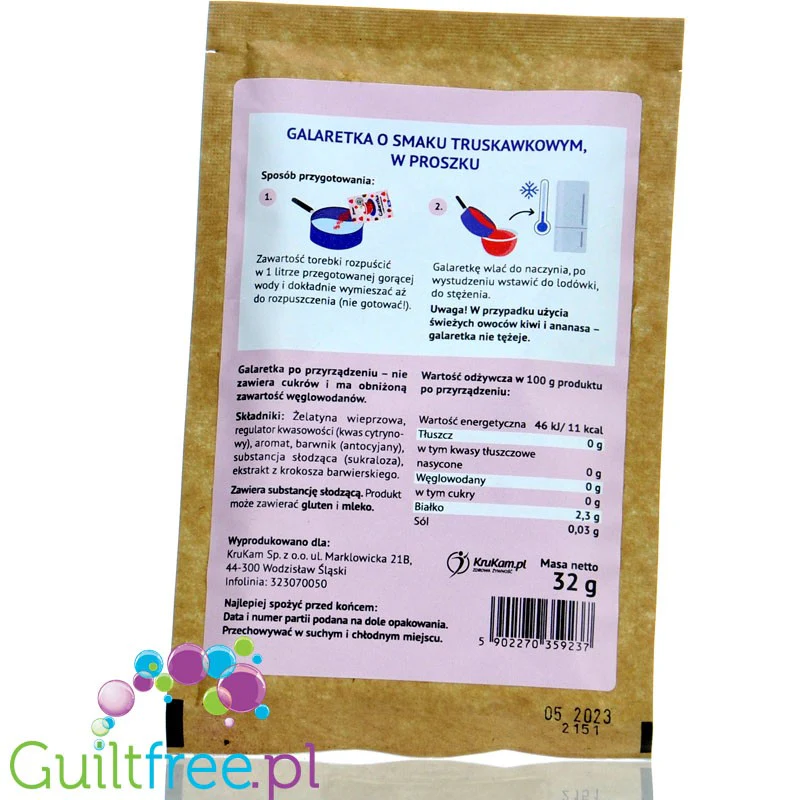 Krukam Galaretka Truskawka, galaretka bez cukru 28kcal w porcji - Image 2