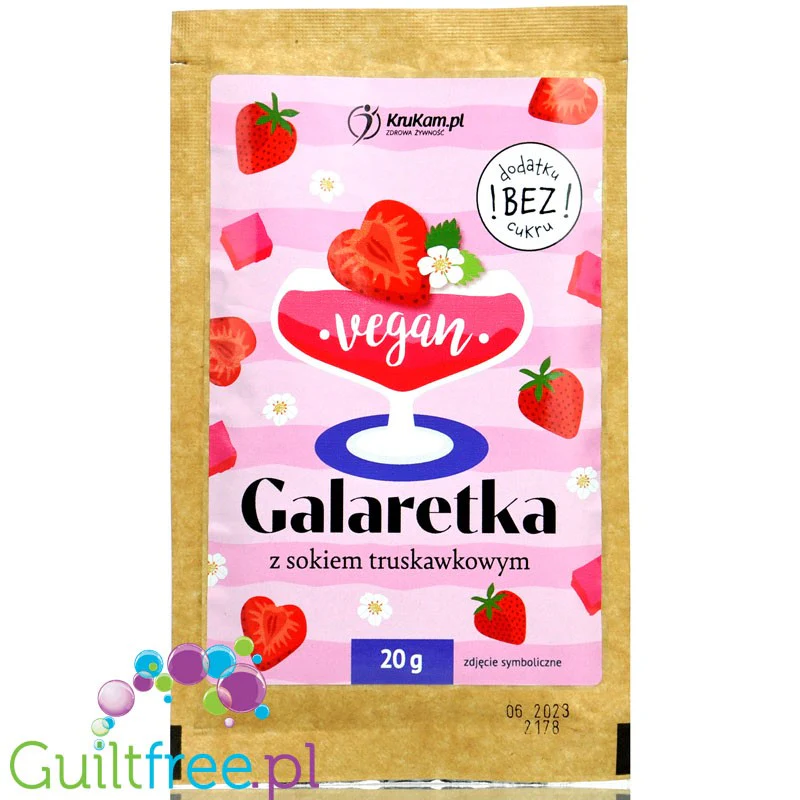 Krukam Galaretka wegańska bez cukru, Truskawka, 5kcal w porcji
