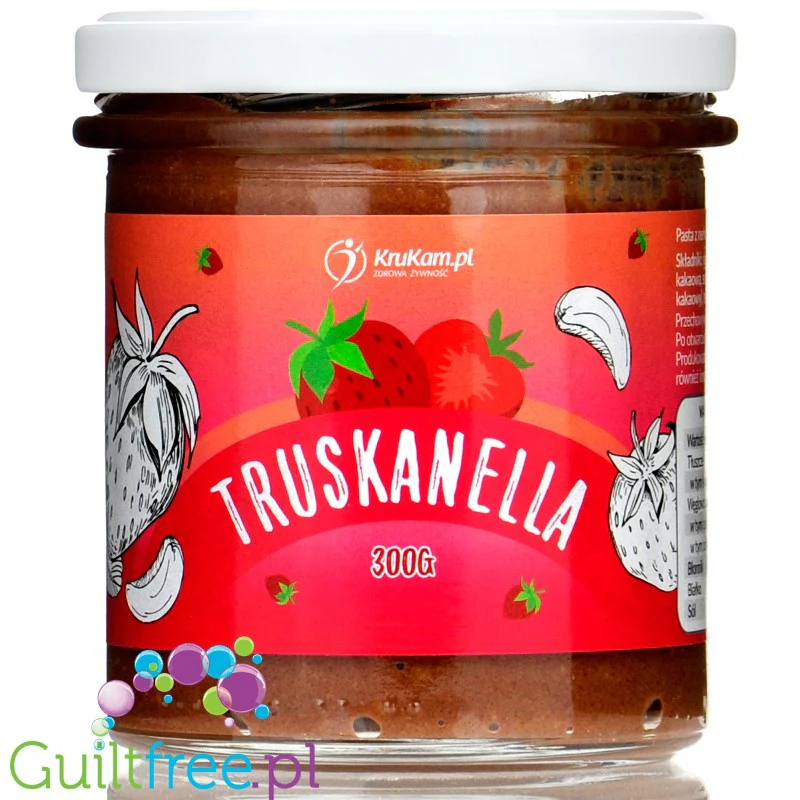 Krukam Truskanella, Czekopasta z Truskawkami - pasta cashew z ciemną czekoladą & truskawkami bez dodatku cukru