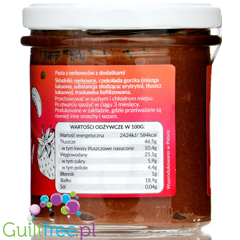 Krukam Truskanella, Czekopasta z Truskawkami - pasta cashew z ciemną czekoladą & truskawkami bez dodatku cukru - Image 2