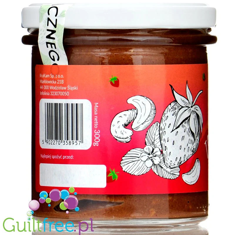 Krukam Truskanella, Czekopasta z Truskawkami - pasta cashew z ciemną czekoladą & truskawkami bez dodatku cukru - Image 3