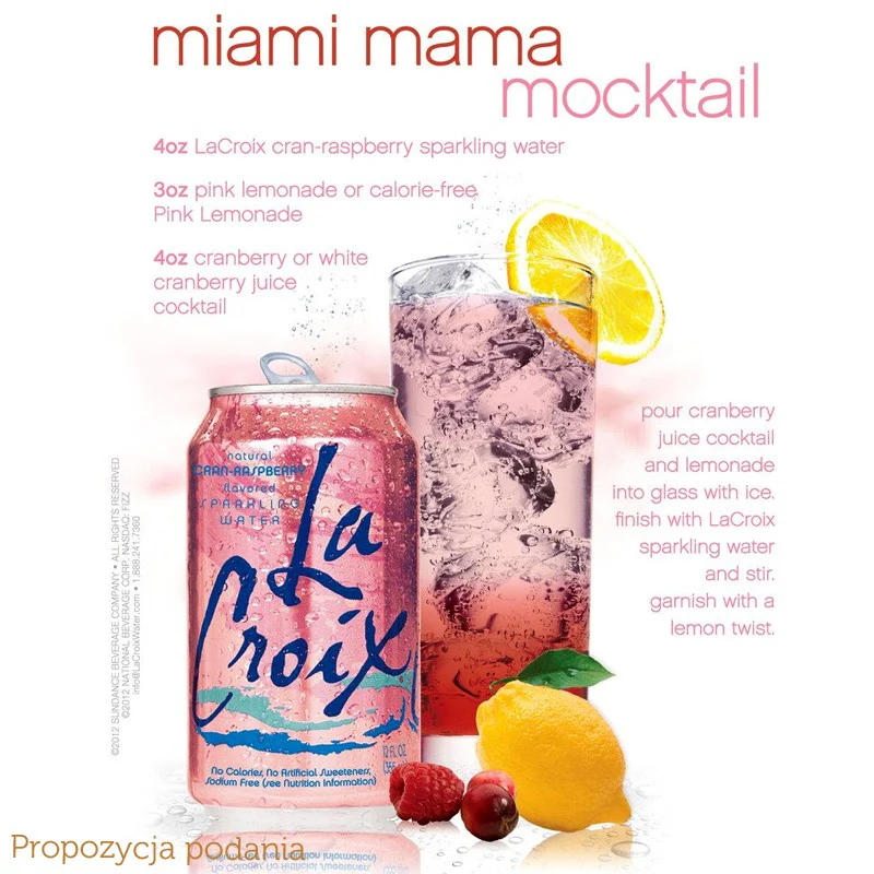 La Croix Cran-Raspberry Sparkling Water - woda naturalnie aromatyzowana bez cukru i bez słodzików - Image 2
