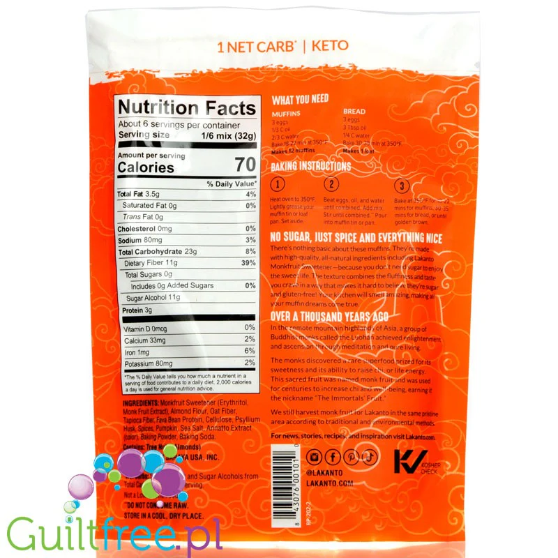 Lakanto Pumpkin Spice Muffin & Bread Mix - mieszanka do wypieku keto babeczek i ciasta - Image 2