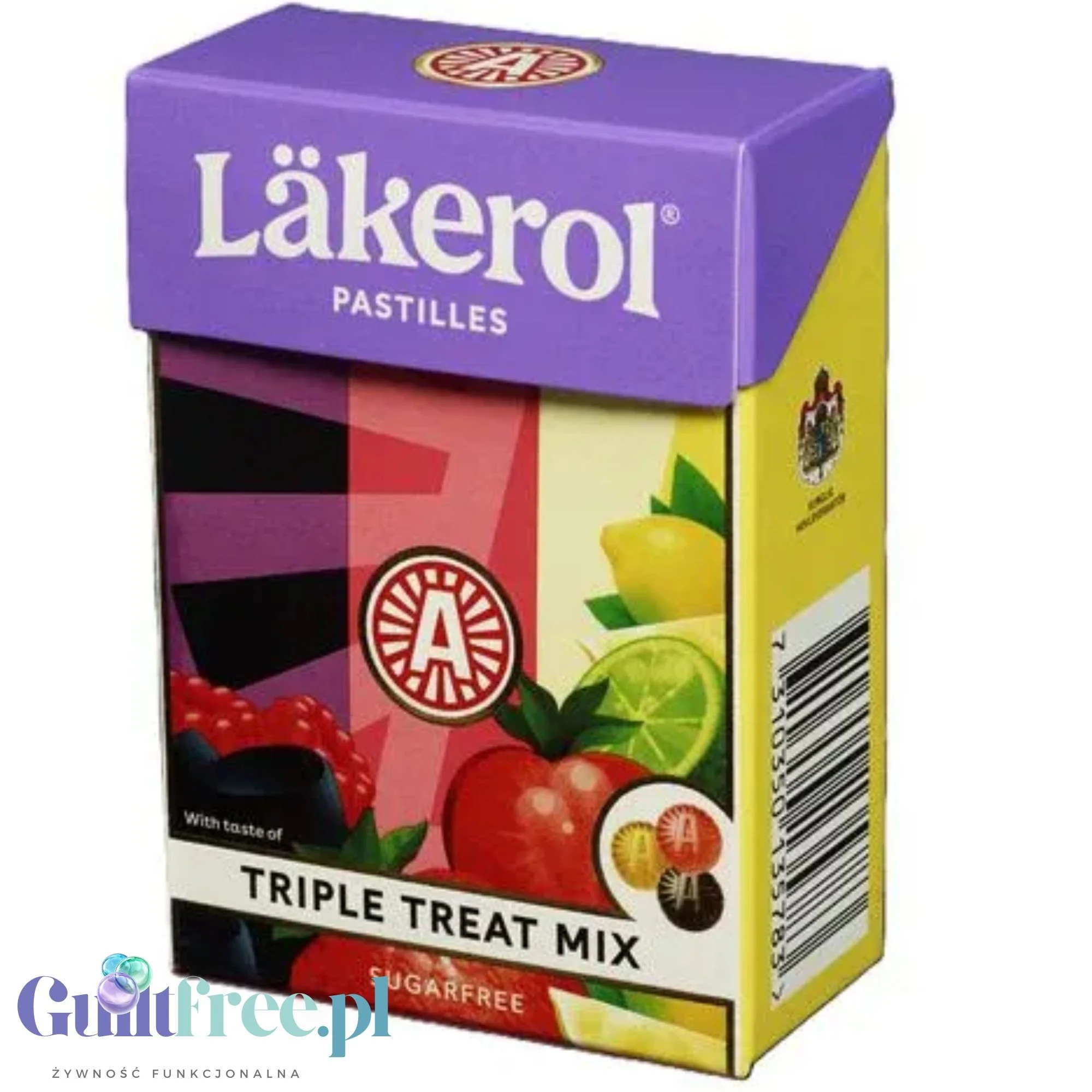 Läkerol Triple Treat Mix 75g - skandynawska wegańska lukrecja bez cukru, miks smaków