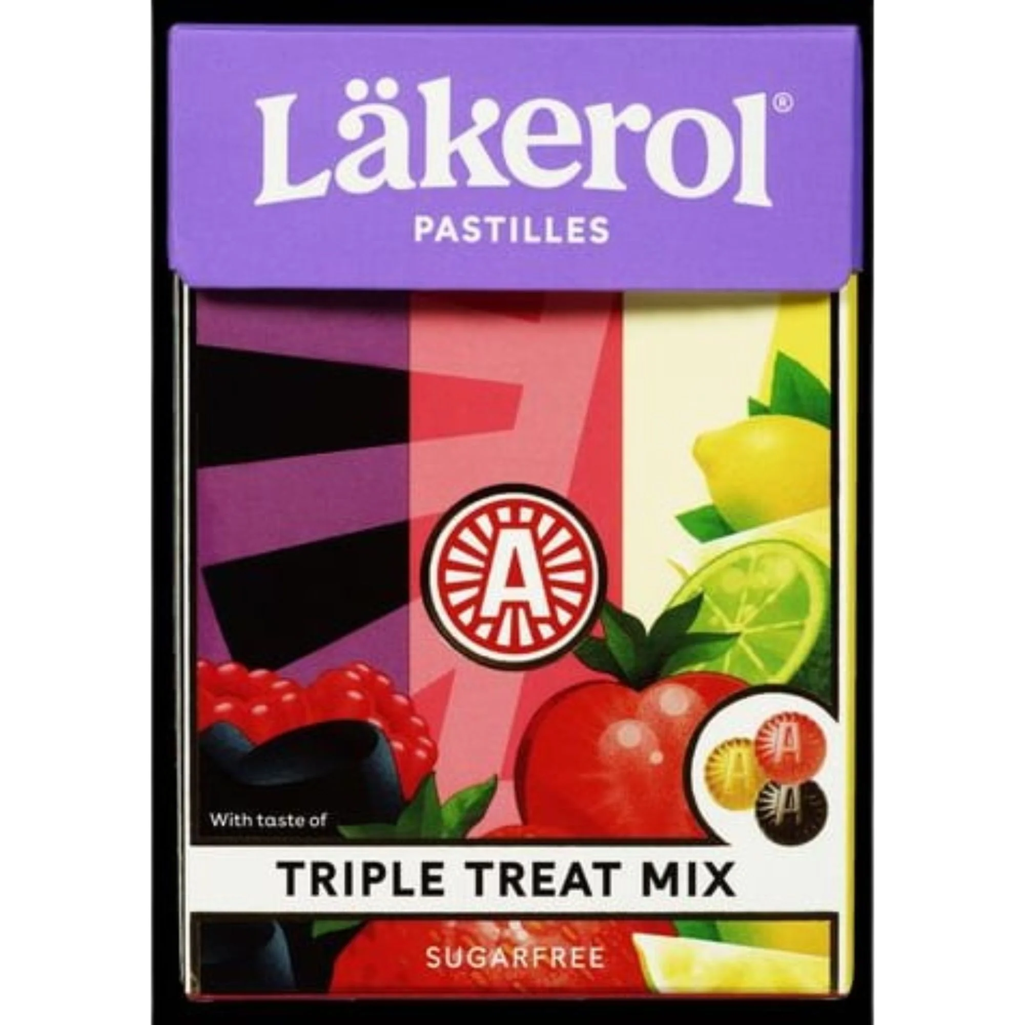 Läkerol Triple Treat Mix 75g - skandynawska wegańska lukrecja bez cukru, miks smaków - Image 2