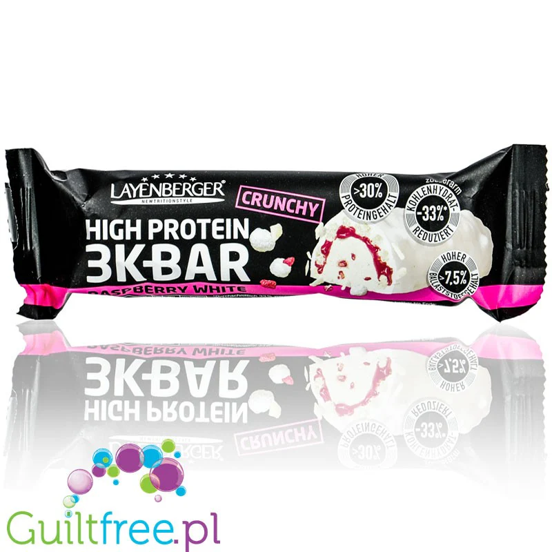 Layenberger 3K Triple Taste Protein Crunch White Raspberry - baton 14g białka, smak Malina & Biała Czekolada