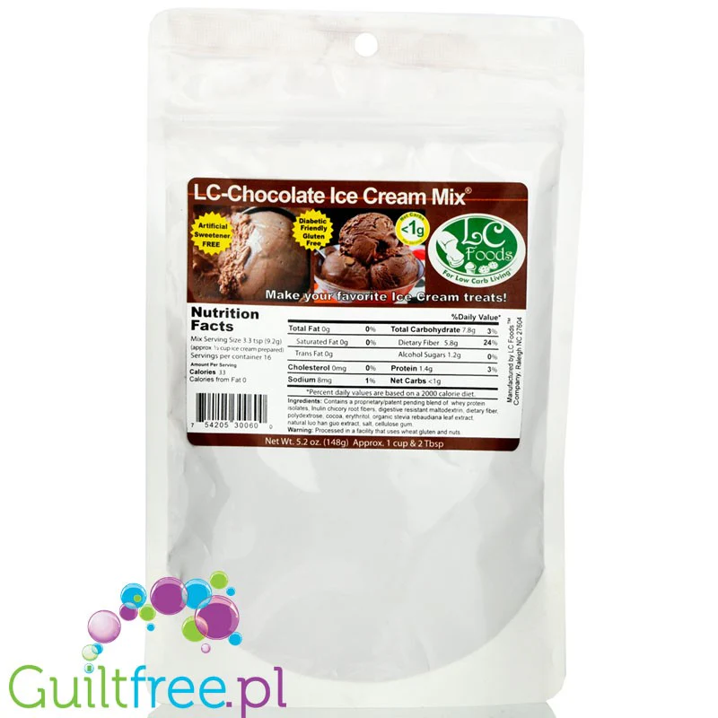 LC Foods Chocolate Ice Cream Mix - mieszanka do 1,8L keto lodów czekoladowych bez cukru