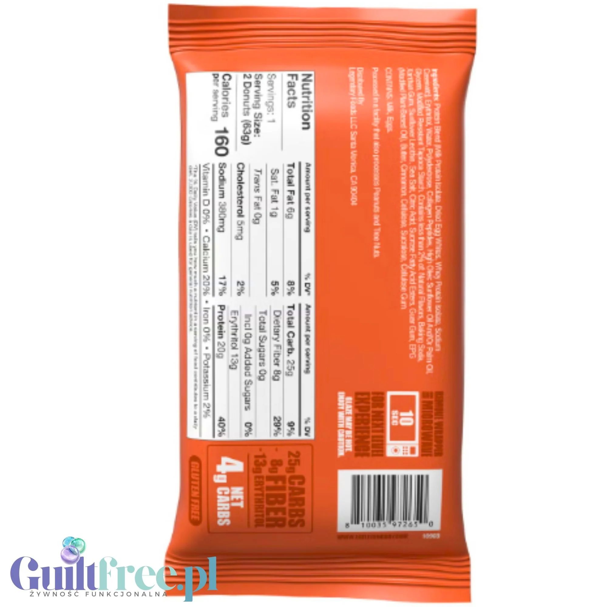 Legendary Foods Protein Donuts Cinnamon Crumble - donuty bez glutenowe 20g białka z posypką - Image 2