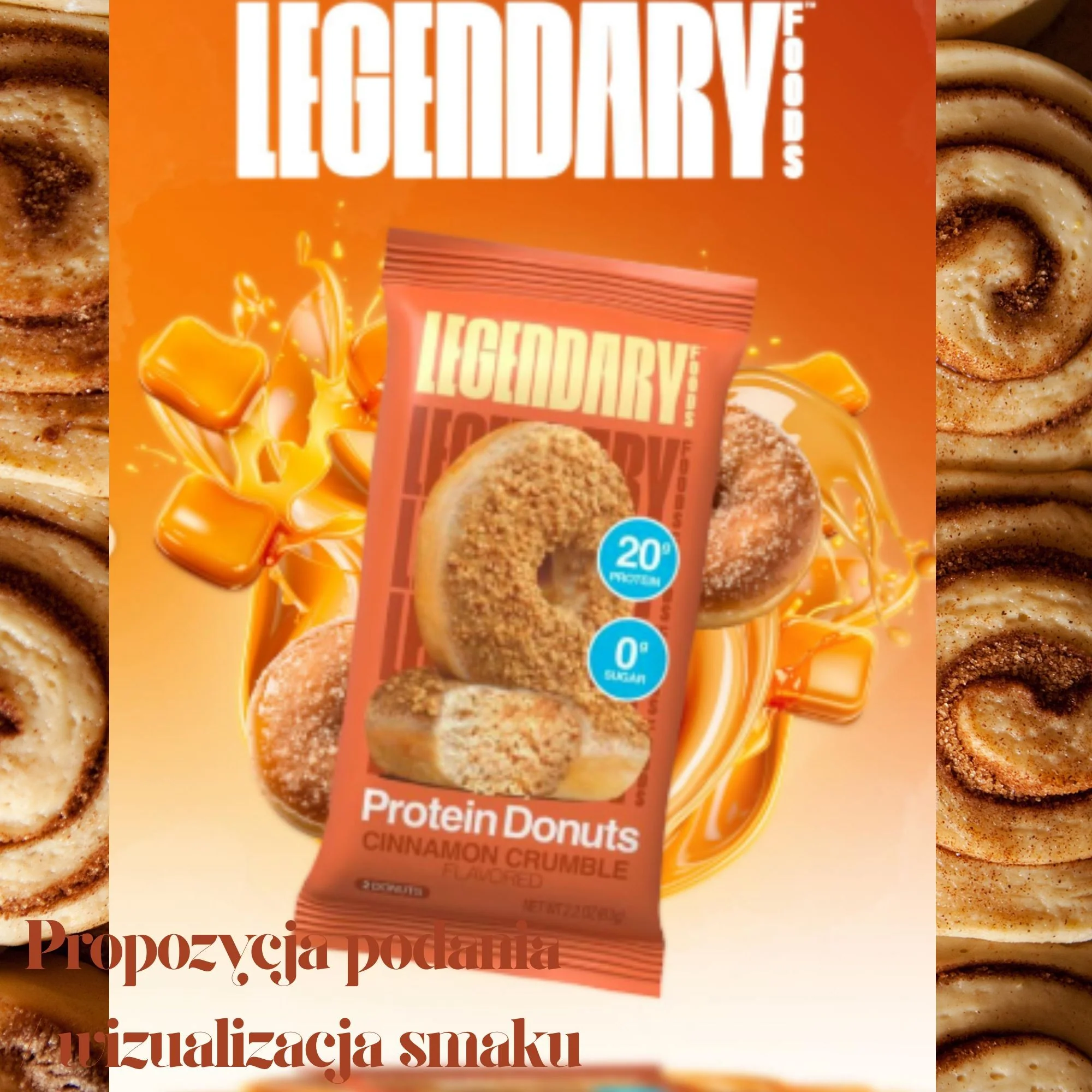 Legendary Foods Protein Donuts Cinnamon Crumble - donuty bez glutenowe 20g białka z posypką - Image 3