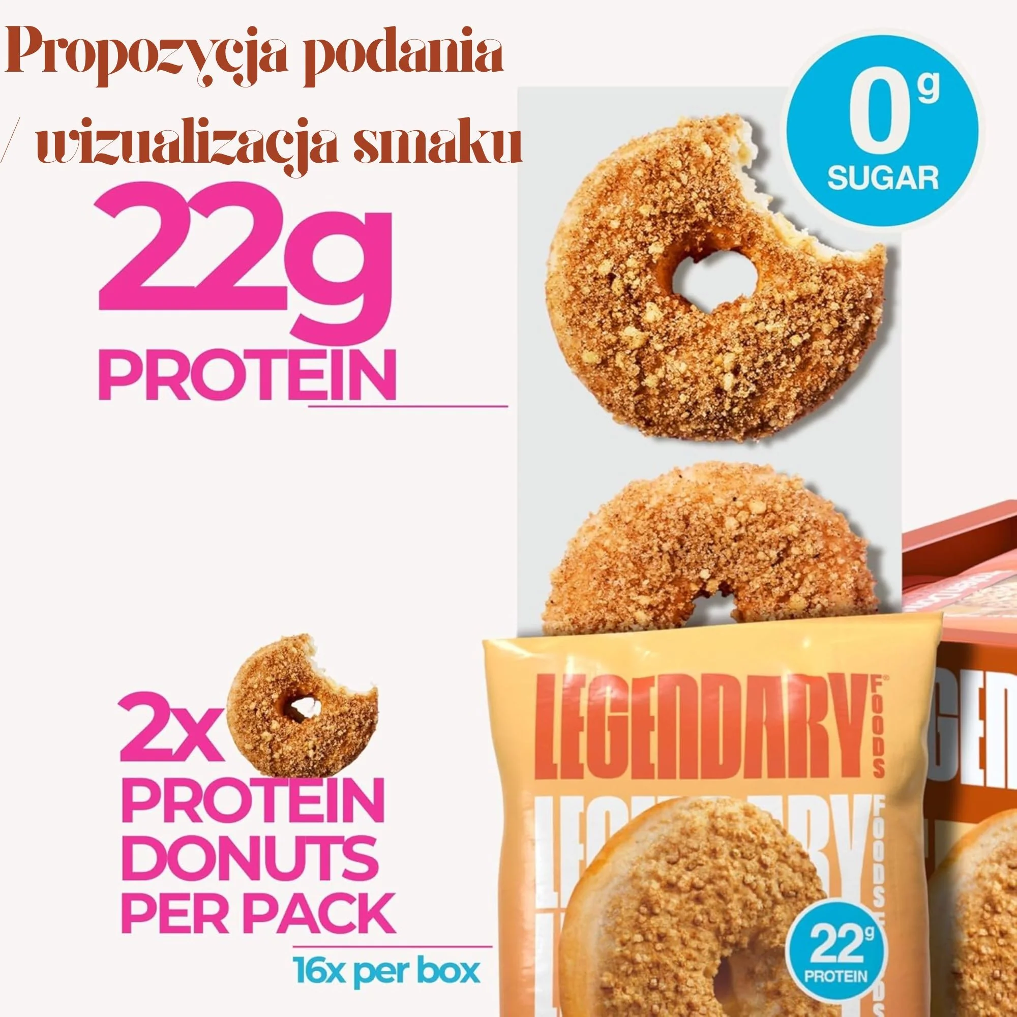 Legendary Foods Protein Donuts Cinnamon Crumble - donuty bez glutenowe 20g białka z posypką - Image 7