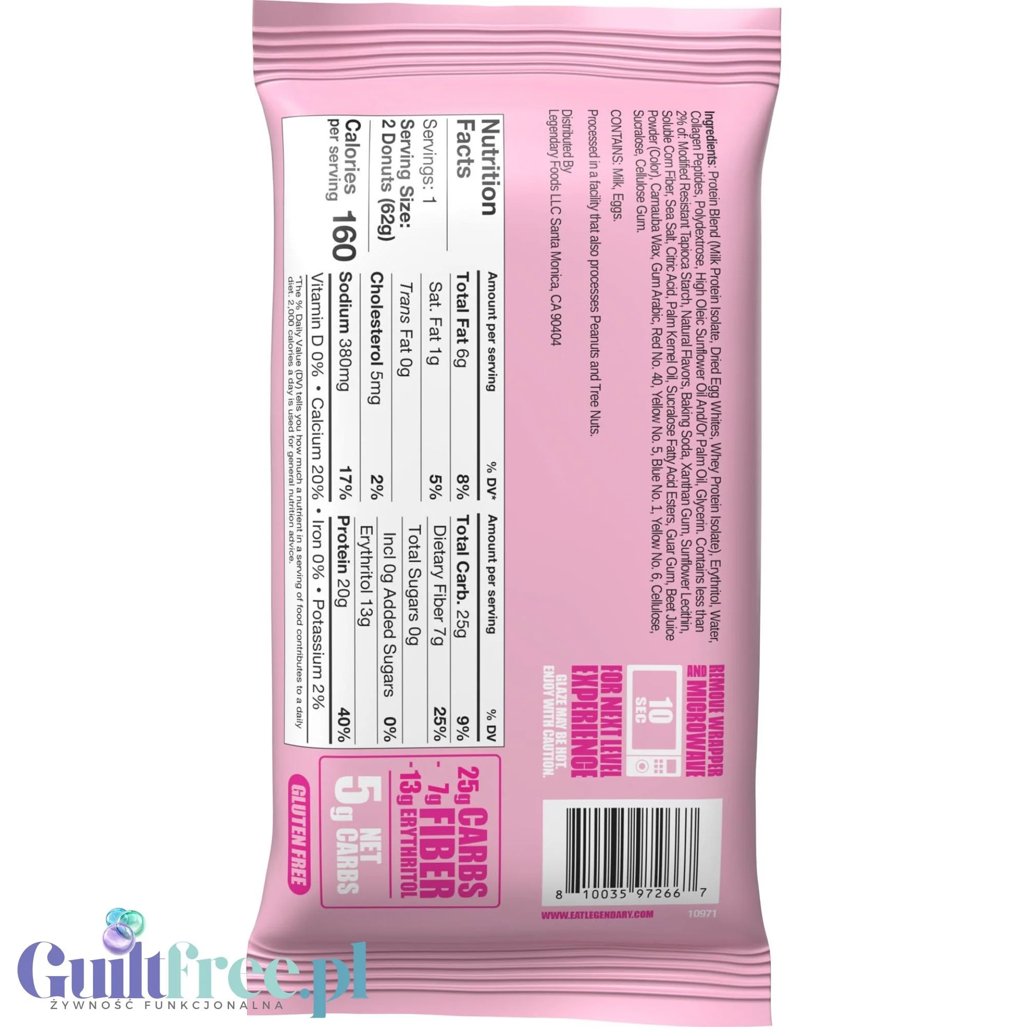 Legendary Foods Protein Donuts Pink Sprinkle - keto donuty proteinowe bez cukru i glutenu 20g białka - Image 2