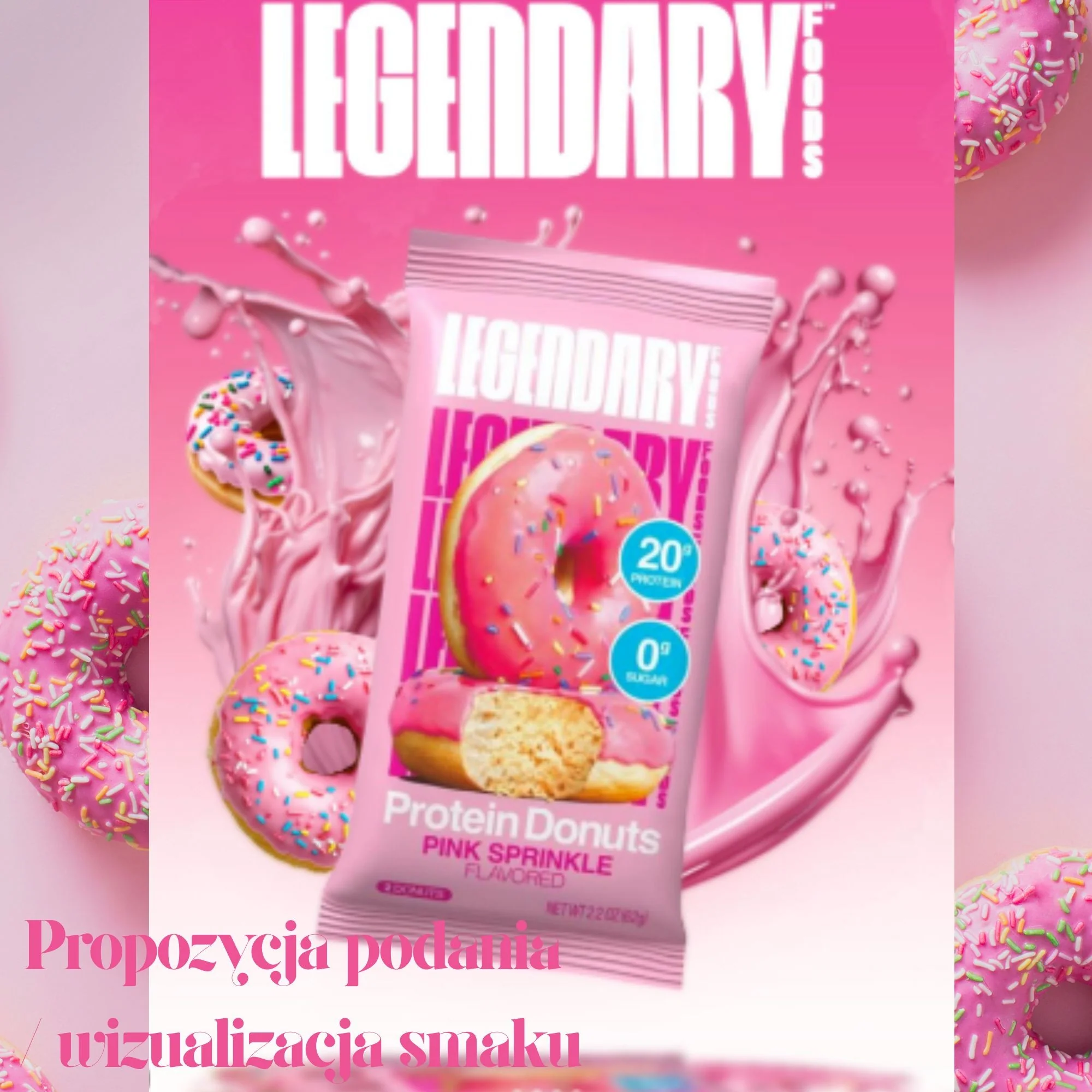 Legendary Foods Protein Donuts Pink Sprinkle - keto donuty proteinowe bez cukru i glutenu 20g białka - Image 3