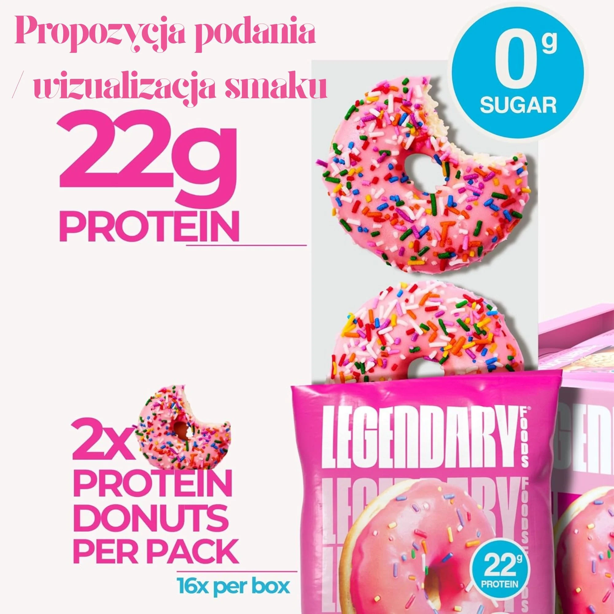Legendary Foods Protein Donuts Pink Sprinkle - keto donuty proteinowe bez cukru i glutenu 20g białka - Image 7