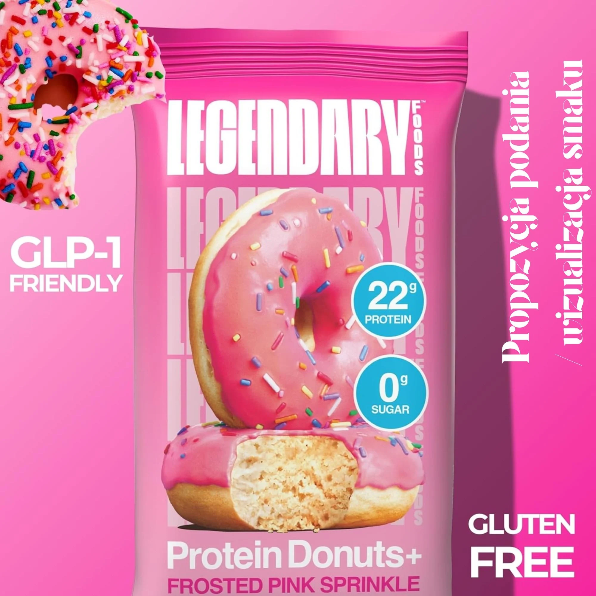 Legendary Foods Protein Donuts Pink Sprinkle - keto donuty proteinowe bez cukru i glutenu 20g białka - Image 9
