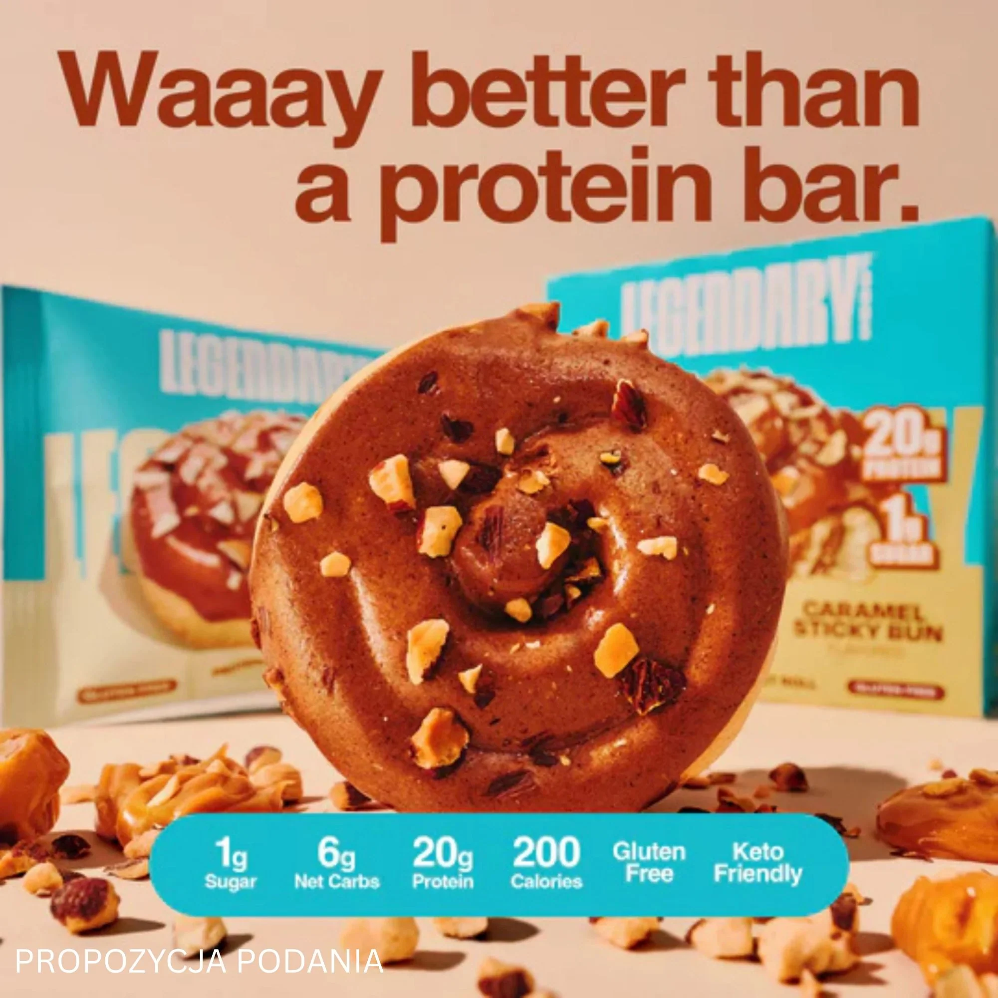 Legendary Foods Protein Sweet Roll Caramel Sticky Bun - proteinowe zawijane ciacho z karmelem i cynamonem bez cukru 20g białka - Image 8