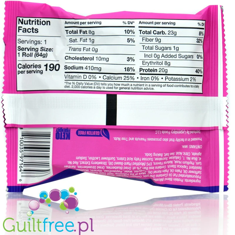 Legendary Foods Protein Sweet Roll Wild Berry - proteinowe zawijane ciacho owocowe bez cukru 20g białka - Image 2
