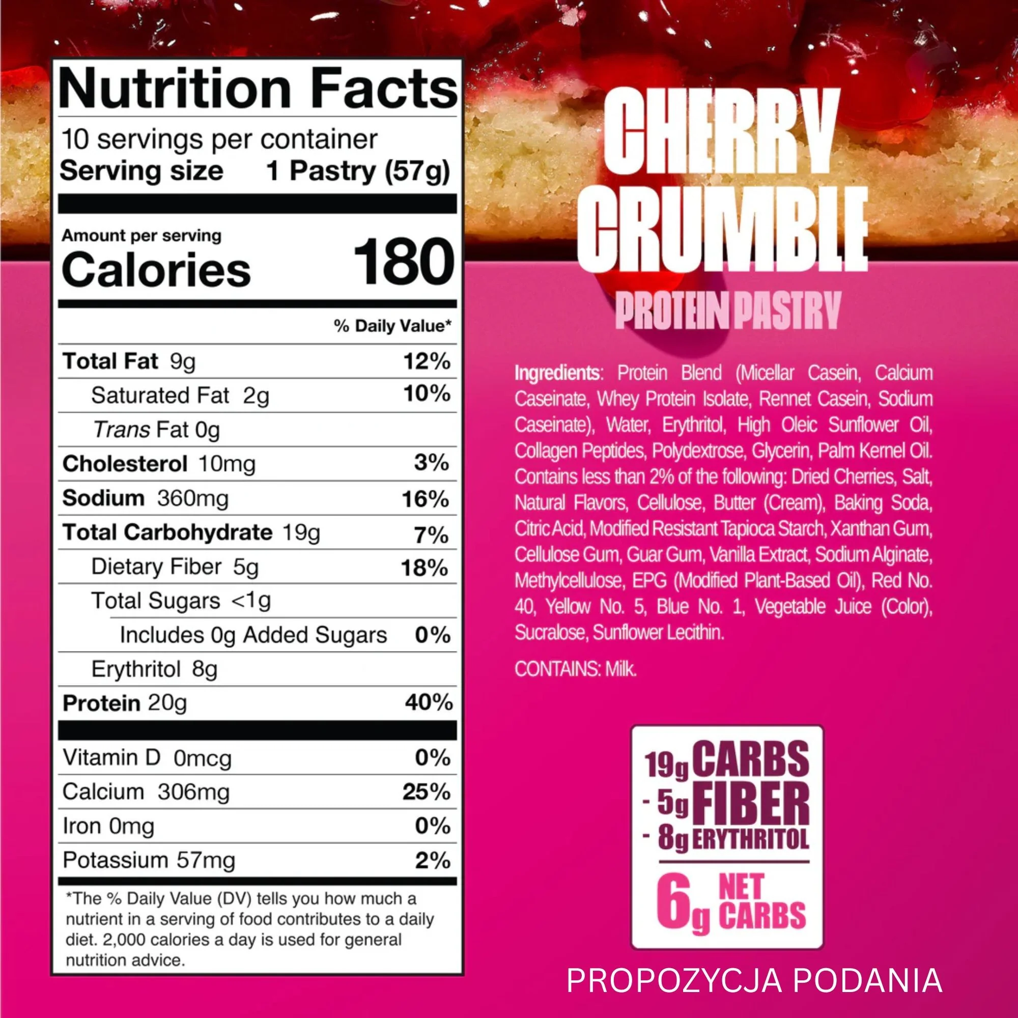 Legendary Foods Tasty Pastry Cherry Crumble - nadziewane ciacho na ciepło bez cukru, jak Pop Tarts - Image 3