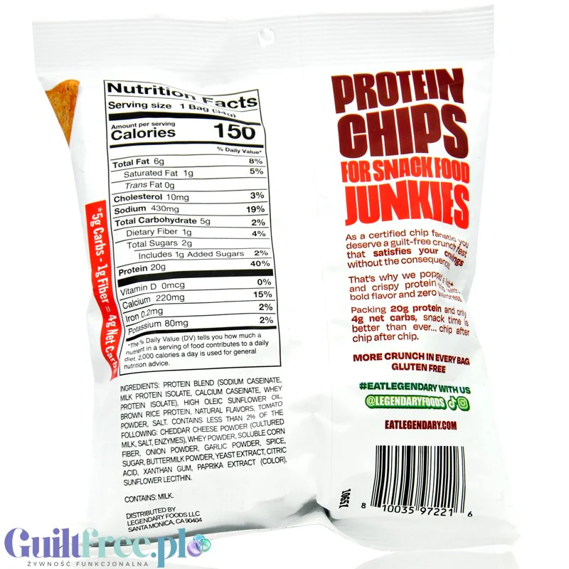 Legendary Popped Protein Chips, Pizza - chipsy proteinowe 20g białka, Pizza - Image 2