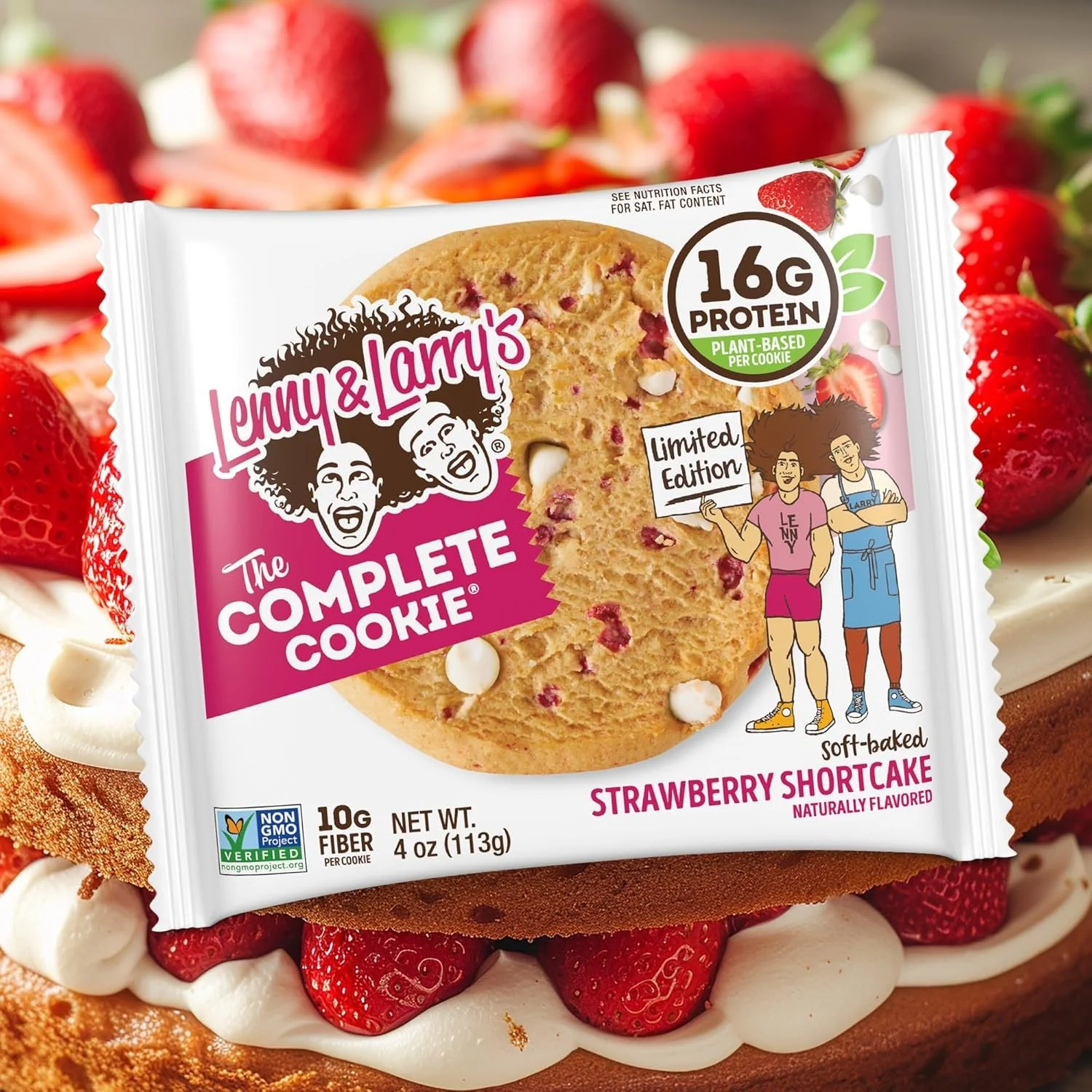 Lenny & Larry Complete Cookie Strawberry Shortcake - wegańskie GIGA ciacho proteinowe 16g białka - Image 3