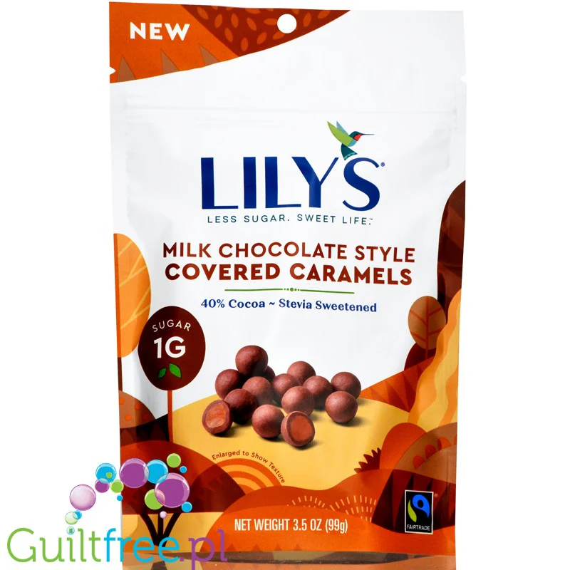 Lily's Sweets Milk Chocolate Caramels - chrupki karmelowe bez cukru w mlecznej czekoladzie ze stewią