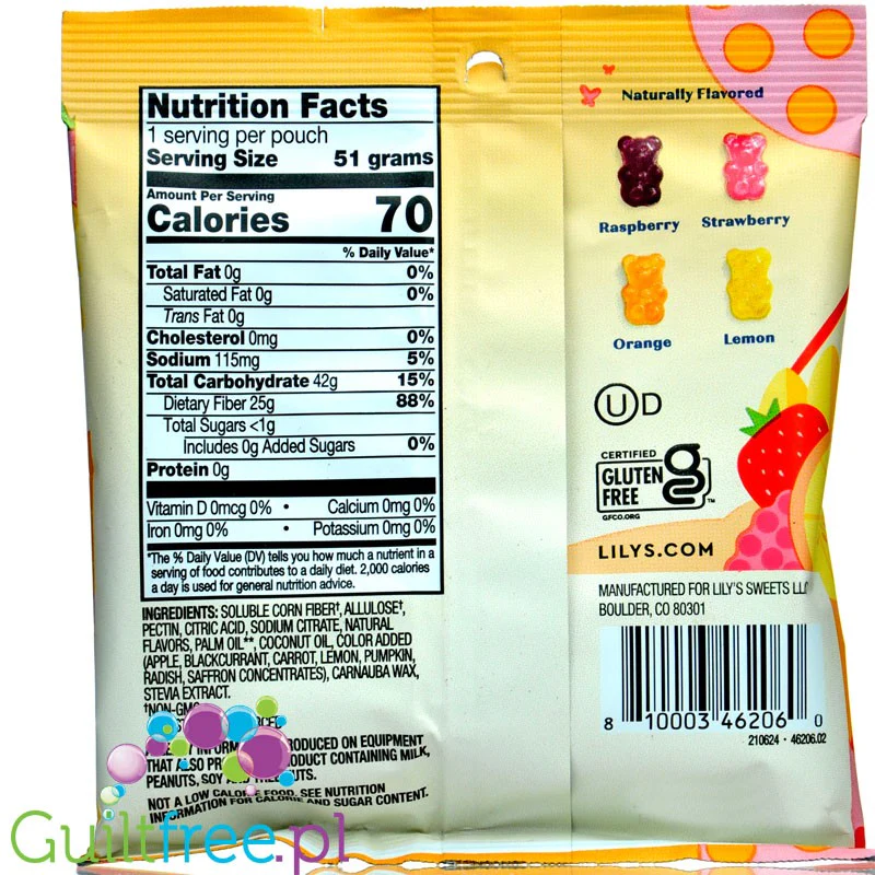 Lily's Sweets No Sugar Added Gummy Bears - żelki miśki, żelki bez cukru ze stewią - Image 2