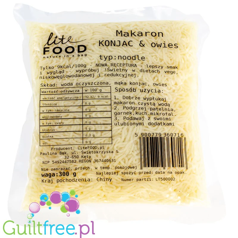 LiteFOOD Makaron Konjac & Owies Spaghetti 1kg