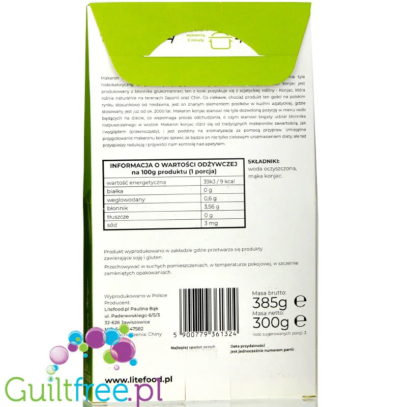 LiteFOOD Makaron Konjac Standard Fettucine 0,3kg [kartonik] - Image 2