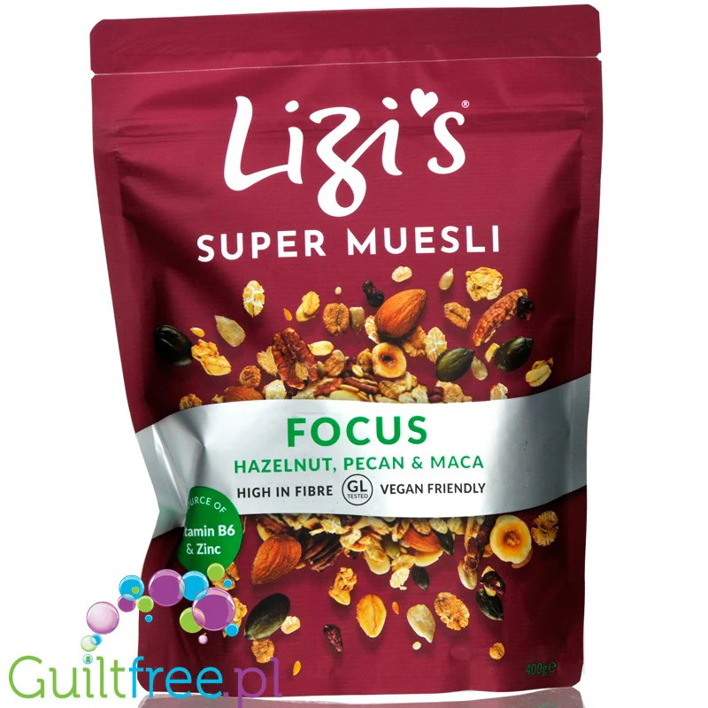 Lizi's Super Muesli Focus - niskocukrowa granola niskie IG, Pekany, Masa & Orzechy Laskowe