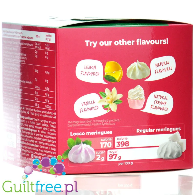 Locco Meringue Raspberry 1kcal - bezy bez cukru ze stewią i erytrytolem, 1kcal w sztuce, Malina - Image 8