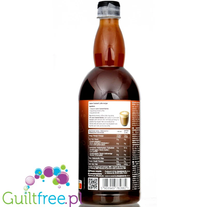 Locco Zero Calorie Barista Caramel 1L - karmelowy syrop zero kalorii bez cukru do kawy i deserów - Image 3
