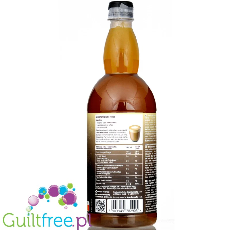 Locco Zero Calorie Barista Vanilla 1L - syrop zero kalorii do kawy bez cukru ze stewią, smak Wanilia - Image 3