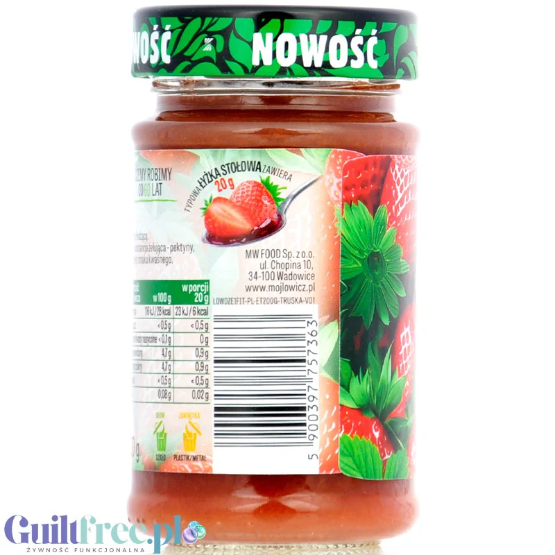 Łowicz Dżem Truskawkowy 6kcal - dżem truskawkowy bez dodatku cukru, ultra niskokaloryczny - Image 2