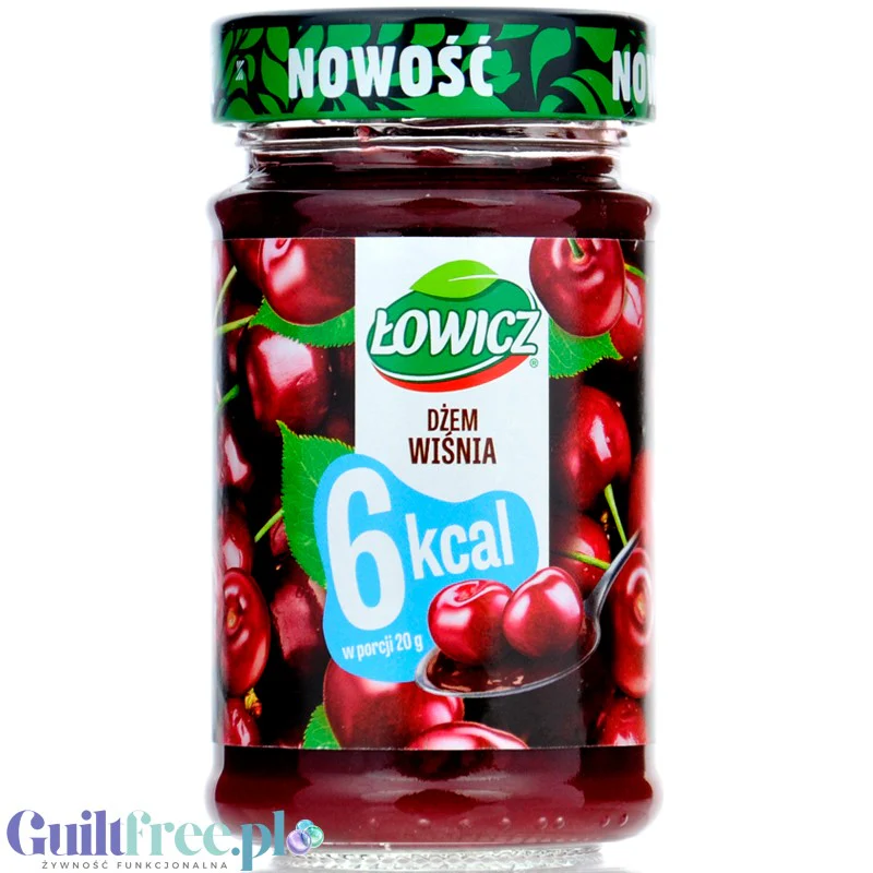 Łowicz Dżem Wiśniowy 6kcal - dżem wiśniowy bez dodatku cukru, ultra niskokaloryczny