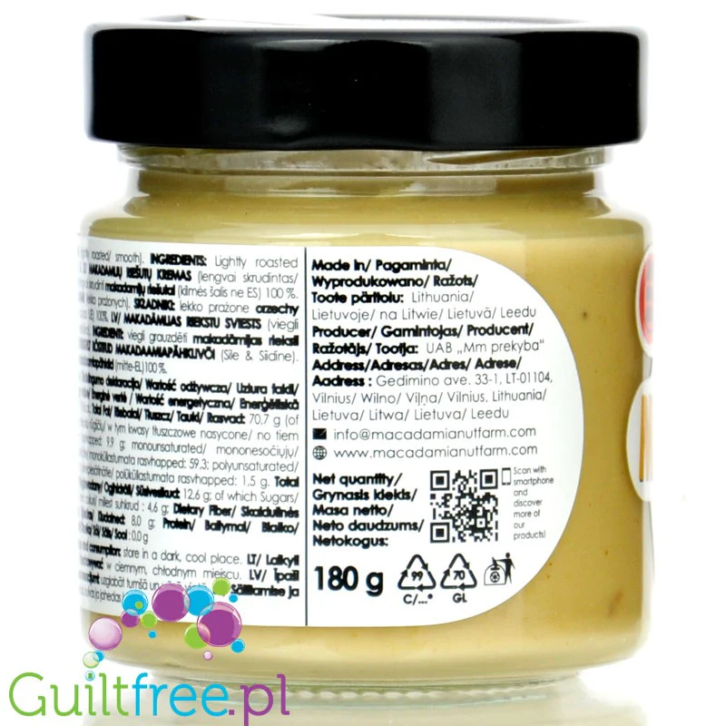 Macadamia Nut Farm Lightly Roasted Macadamia Nut Cream - krem z orzechów makadamia 100%, lekko prażonych - Image 2