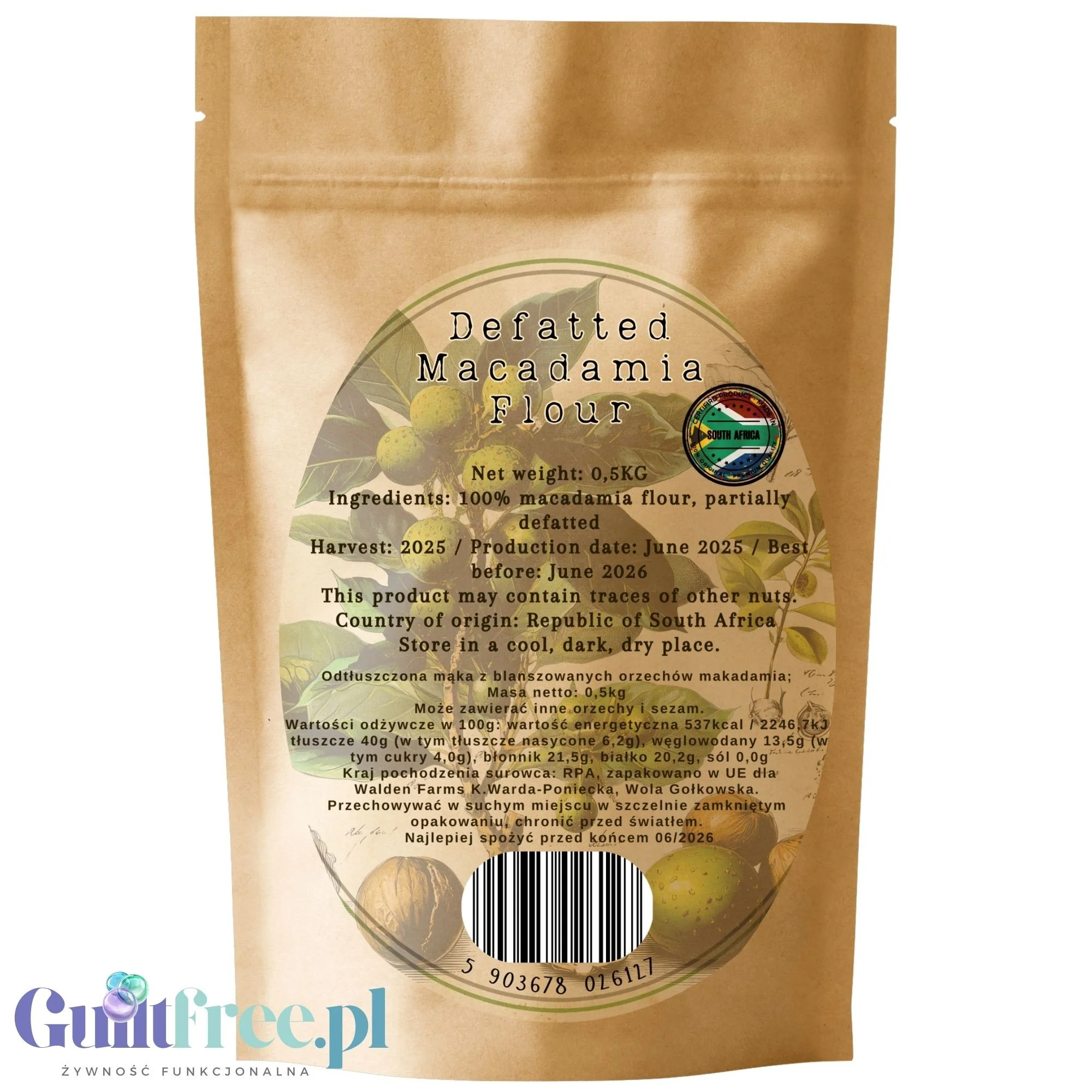 Macadamia Nut - 50% odtłuszczona mąka z orzechów makadamia z RPA