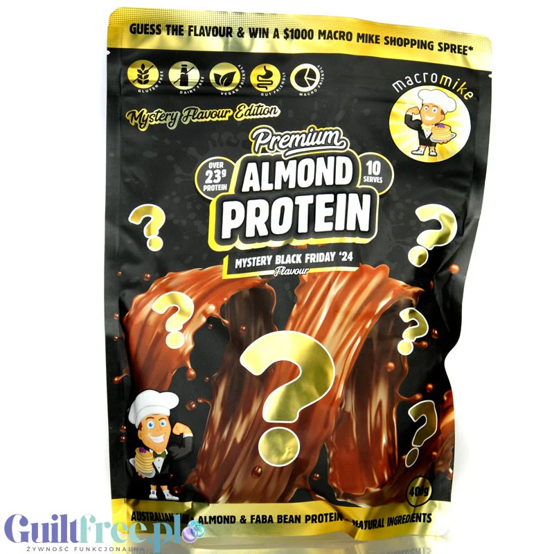Macro Mike Almond Plant Protein, Mystery Black Friday'24 - wegańska migdałowa odżywka białkowa bez glutenu, mleka i sukralozy