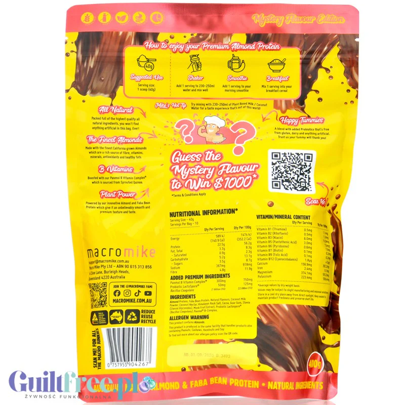 Macro Mike Almond Plant Protein, Mystery EOFY '25 - wegańska migdałowa odżywka białkowa bez glutenu, mleka i sukralozy - Image 2