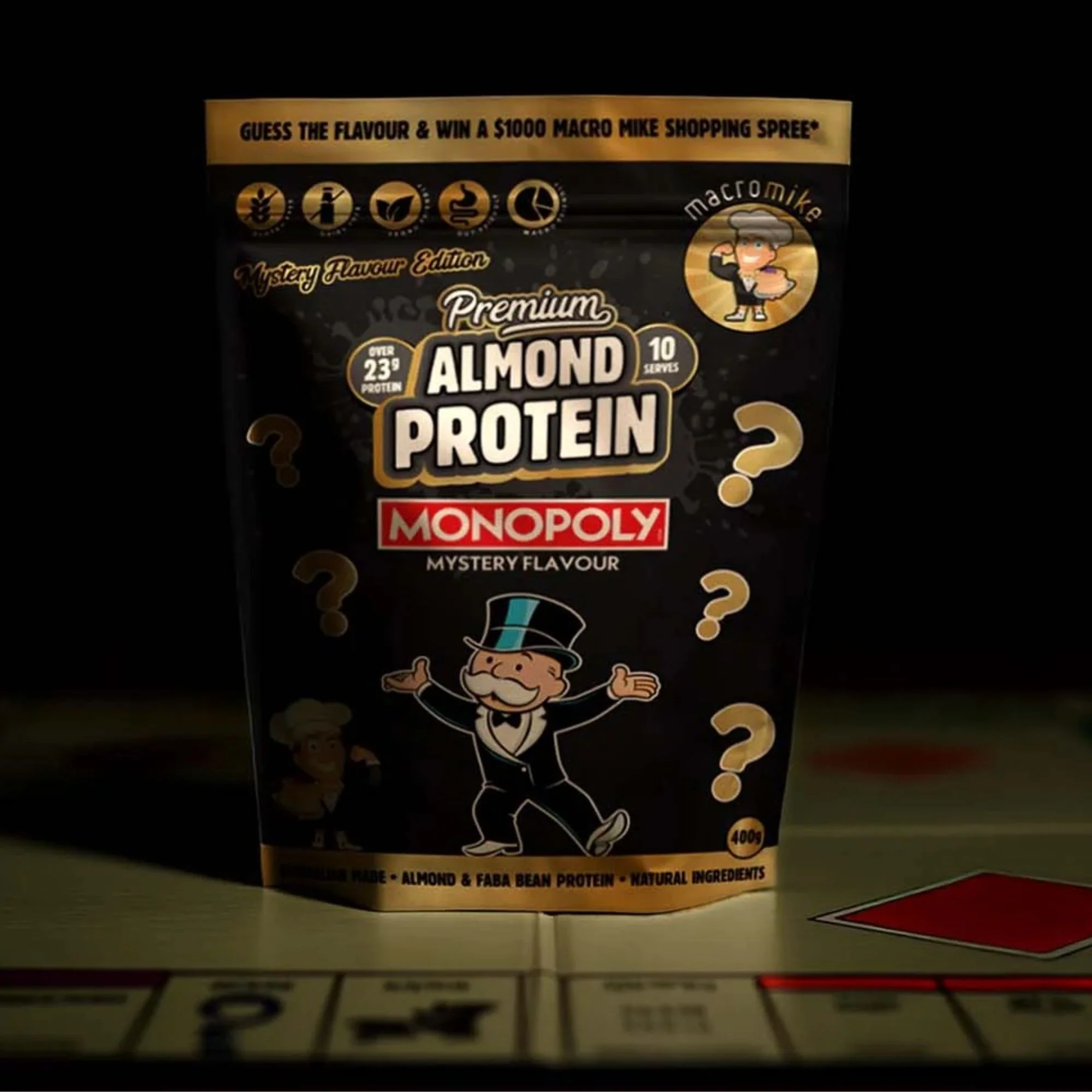 Macro Mike Almond Plant Protein, Mystery Monopoly, 400g - wegańska kremowa odżywka bez glutenu, mleka i sukralozy - Image 2