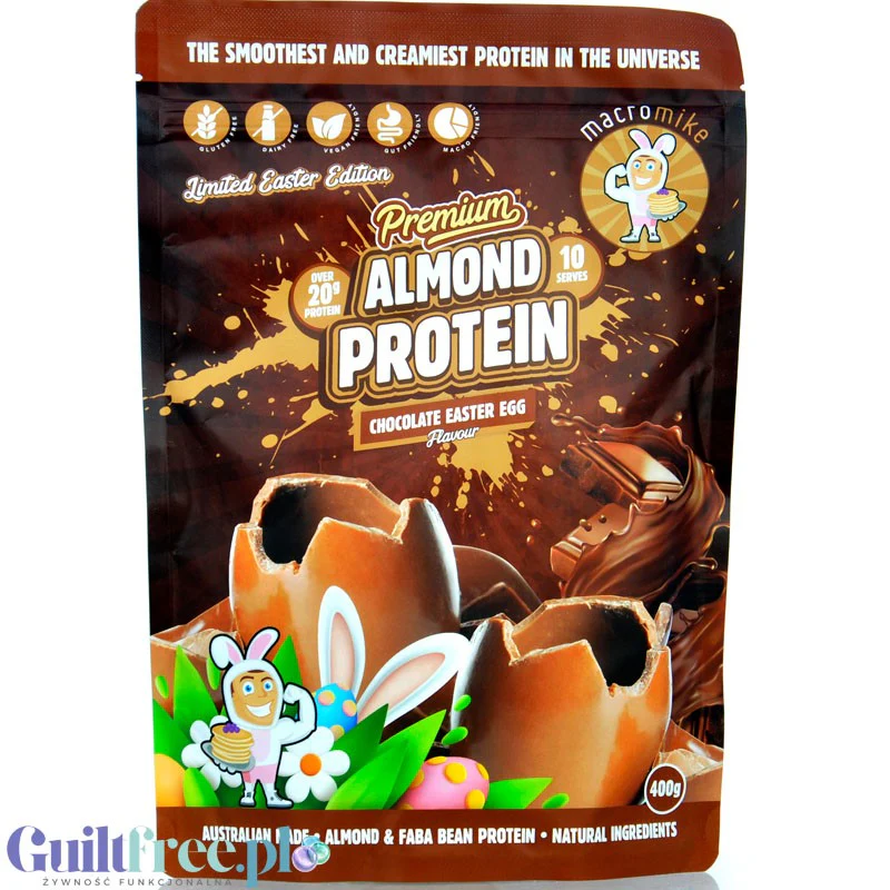 Macro Mike Chocolate Easter Egg Premium Almond Protein - wegańska migdałowa odżywka białkowa bez glutenu i sukralozy - Image 3