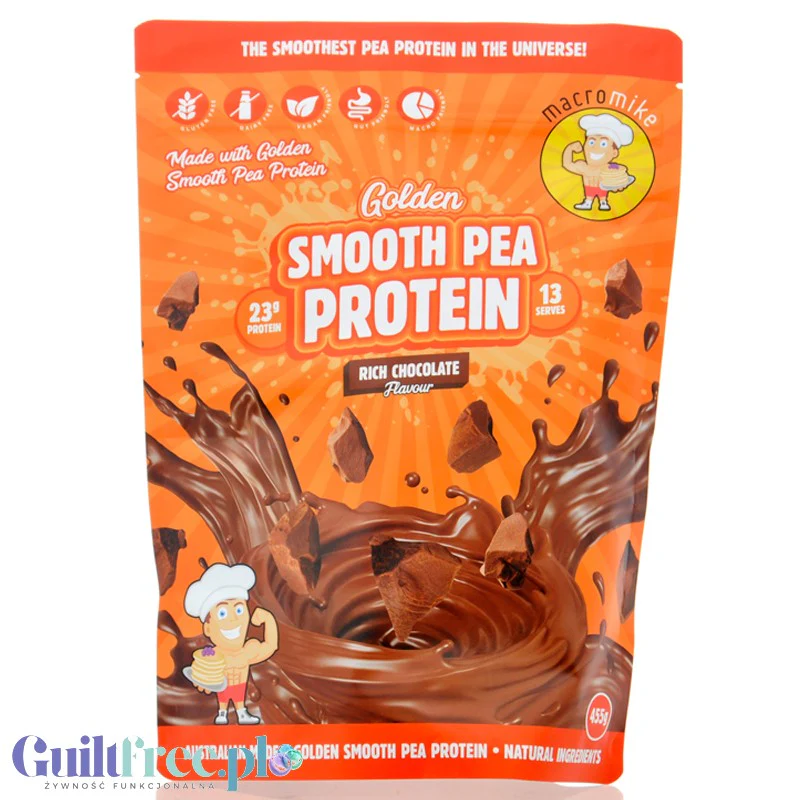 Macro Mike Pea Plant Protein, Rich Chocolate 455g - wegańska turbo kremowa odżywka bez glutenu, mleka i sukralozy