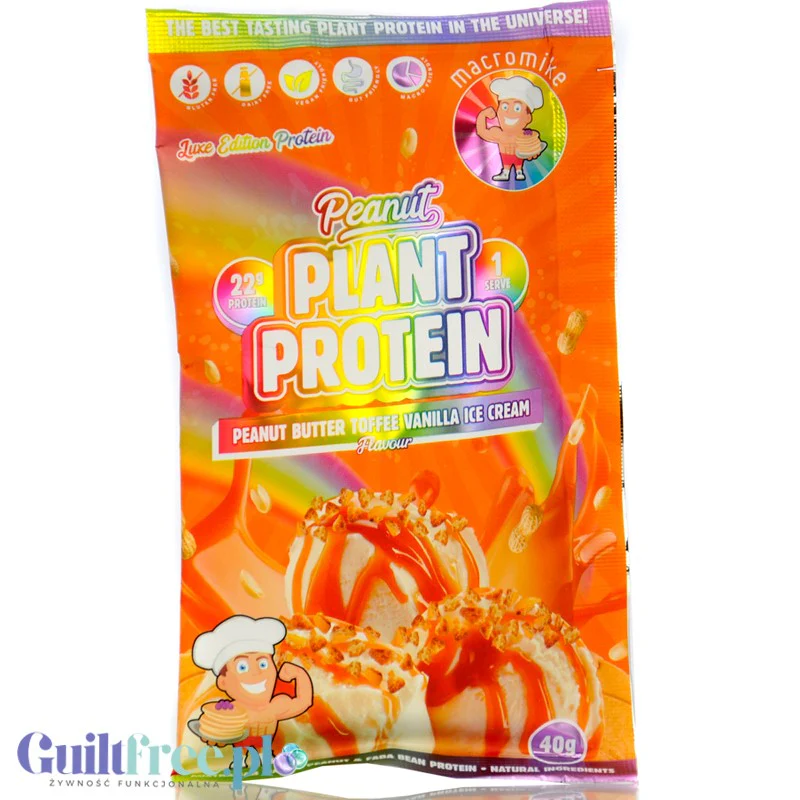 Macro Mike Peanut Plant Protein, Peanut Butter Toffee Vanilla Ice Cream, 40g - wegańska turbo kremowa odżywka