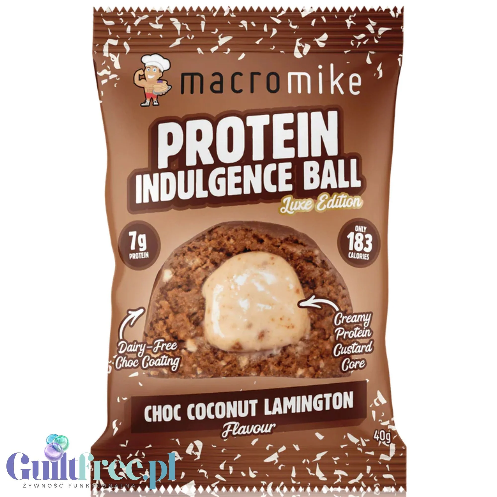 Macro Mike Protein Ball Choc Coconut Lamington - wegańska kula białkowa z nadzieniem kokosowym